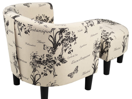 Accent Chair With Matching Ottoman Upholstered Round Backrest, Seating Set - Off White / White