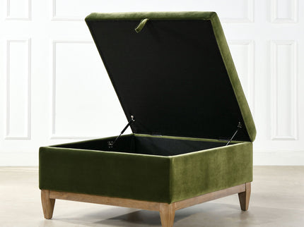 Knox - Square Storage Cocktail Ottoman - Olive Green