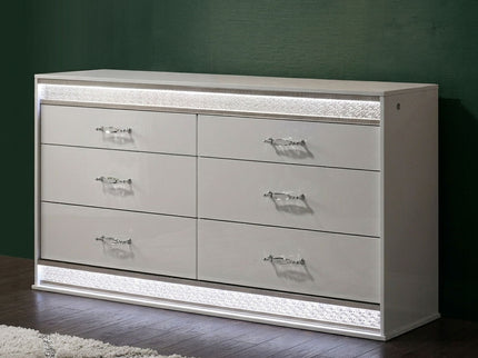 Glam - 6 Drawer Dresser With LED Lighting (Includes Dresser Only) - White