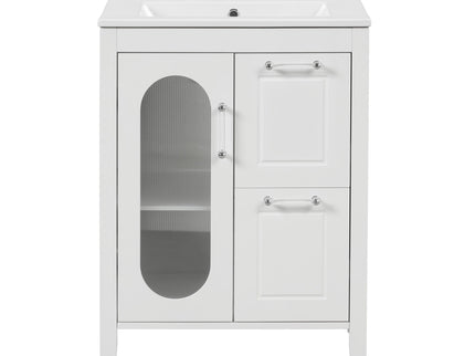 Modern Bathroom Vanity With Sink, Cabinet With 2 Drawers And Door, Adjustable Shelf