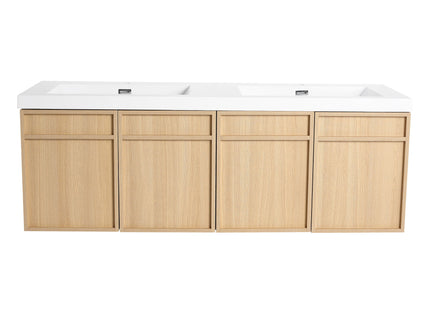 Wall-Mounted Bathroom Vanity With Resin Sink And Soft Closing Doors