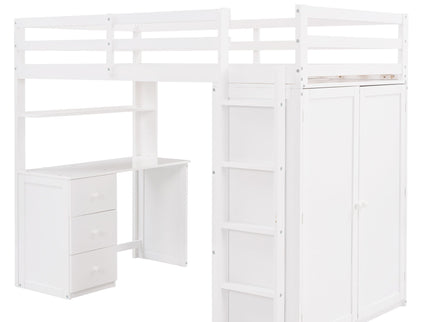 Loft Bed With Drawers, Desk, And Wardrobe