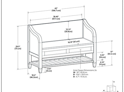Connaught - Entryway Storage Bench With Shelf - Chestnut