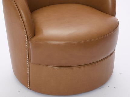 Swivel Accent Chair With 360° Smooth Spin - Black / Light Brown / Silver
