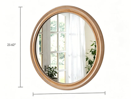 Round Wall Mirror With Ribbed Frame