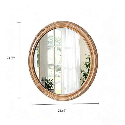 Round Wall Mirror With Ribbed Frame