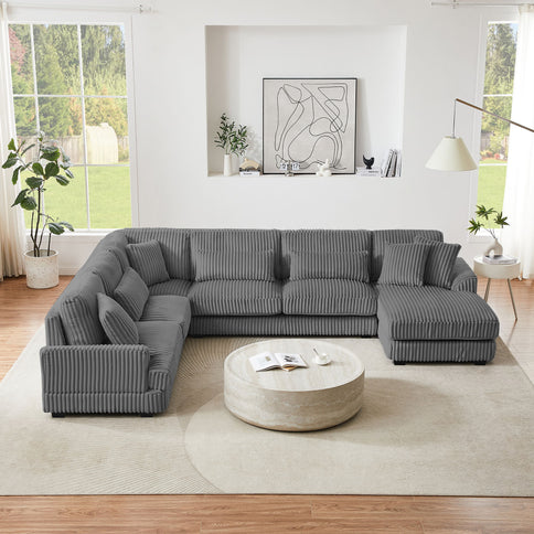 Oversized Sectional Sofa U - Shaped Sofa Couch Modern Sofa Upholstered In Soft With A Chaise Lounge For Living Room