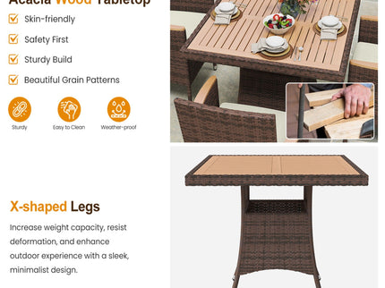 All-Weather Square Rattan Patio Dining Table
