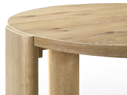 Bowen - Round Dining Table With Cream Color Upholstered Chairs (Set of 5) - Oak Finish