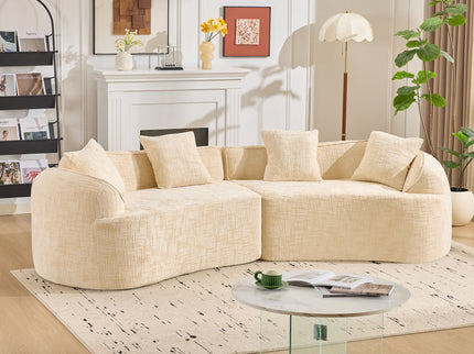 Curved Compressed Sofa, Nordic-Style Design For Living Room