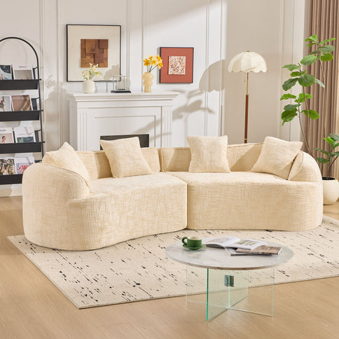 Curved Compressed Sofa, Nordic-Style Design For Living Room