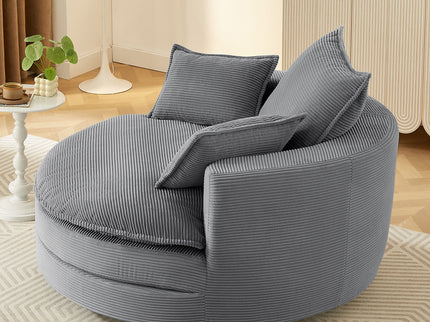 360° Swivel Accent Barrel Chair With Dual Layer Cushion And 3 Removable Pillows