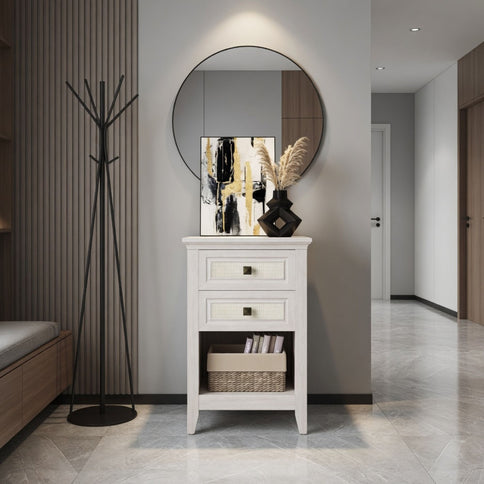Nightstand With 2 Drawers Bedside Table