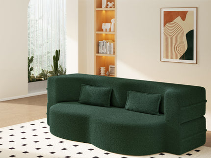Modern Floor Sleeper Sofa Bed With 2 Pillows, Convertible Twin Size Folding Mattress For Living Room