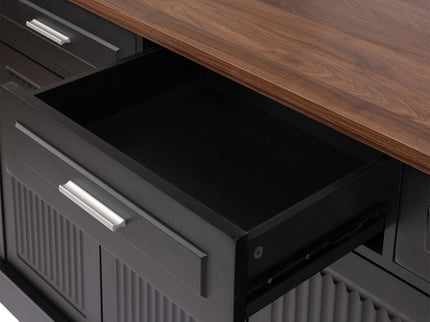 Fluted Sideboard Buffet Cabinet With 4 Doors And 3 Drawers