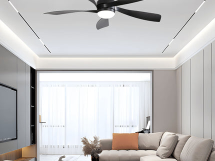 52" Ceiling Fan With 3 Color Dimmable LED Light, 5 Blades, Remote Control, Reversible DC Motor