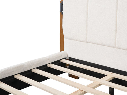 Modern Upholstered Platform Bed Frame With Built-In Reading Lights
