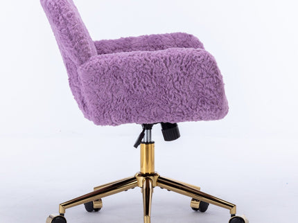 Office Chair, Artificial Rabbit Hair Home Office Chair With Metal Base, Adjustable Desk Chair Swivel Office Chair, Vanity Chair