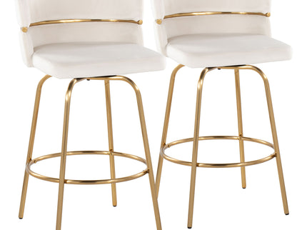 Cinch - Glam / Art Deco Fixed Height Counter Stool With Swivel With Round Footrest (Set of 2)