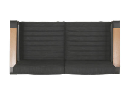 Loveseat With Slat Paneling And Aluminum Frame - Black