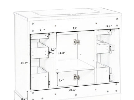 Modern Bathroom Vanity With Sink Combo, 6 Drawers And 1 Cabinet