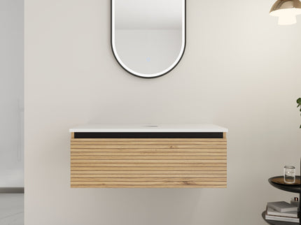 Wall Mounted Bathroom Vanity & 1 Soft Close Drawer (Excluding Sink)