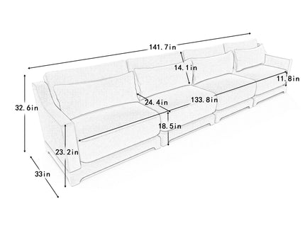 Elegant Sofa With Ergonomic Design And Lumbar Pillows