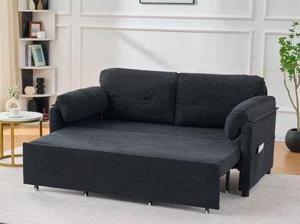 Convertible Pull Out Sofa Bed Queen Size, 3 In 1 With Side Storage