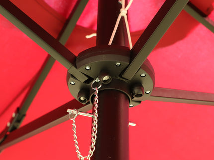 Double- Sided Outdoor Market Umbrella With Lights And Base