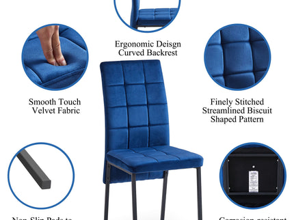 High Back Nordic Dining Chair Modern Fabric Chair With Legs (Set of 2)