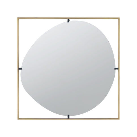 Poppy Mirror With Metal Frame Contemporary Design For Bathroom, Entryway Wall Decor