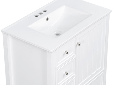 Modern Bathroom Vanity With Sink, 1 Cabinet & 3 Drawers