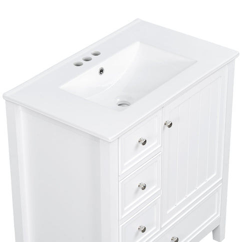 Modern Bathroom Vanity With Sink, 1 Cabinet & 3 Drawers