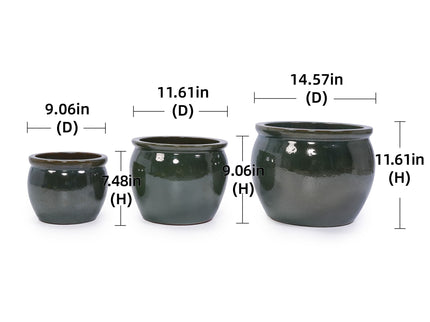 3 Pieces Ceramic Flowerpot, Planter For Patio, Garden Or Windowsills
