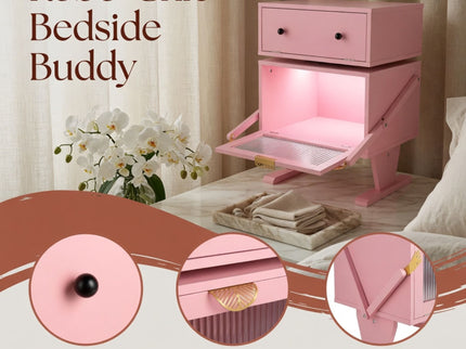Robot LED Nightstand With 360° Rotating Drawer