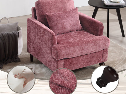 Modern Mid Century Wood Frame Armchair With Tufted Design