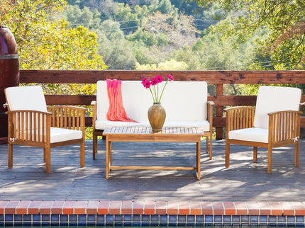 4 Piece Set Outdoor Chat Set With Water Resistant Cushions