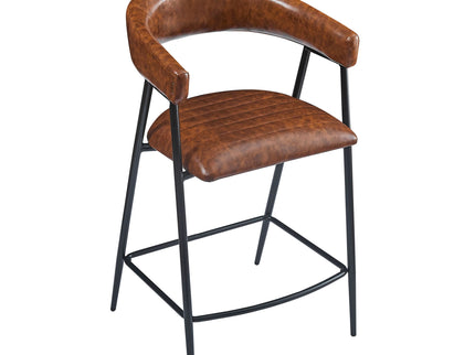 Counter Stools (Set of 2), Upholstered Counter Stools With Iron Frame, Backrest, Footrest, Arm Counter Stools For Home Bar, Kitchen Counter - Brown