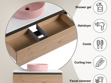 Wall Mounted Bathroom Vanity With Art Sink & 1 Soft Close Drawer