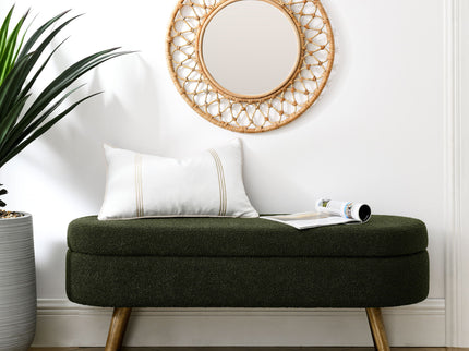 Ottoman Oval Storage Bench With Rubber Wood Legs