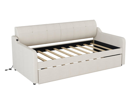 Upholstered Daybed With Trundle And USB Charging