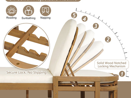 Outdoor Chaise Lounge With 5 Position Adjustable Backrest (Set of 2)