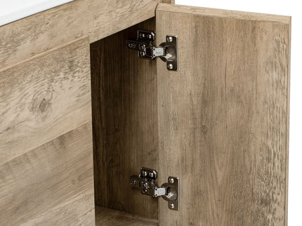 Bathroom Vanity Cabinet With Sink, Sliding Drawer, Soft Closing Door, Open Shelf - Natural Wood