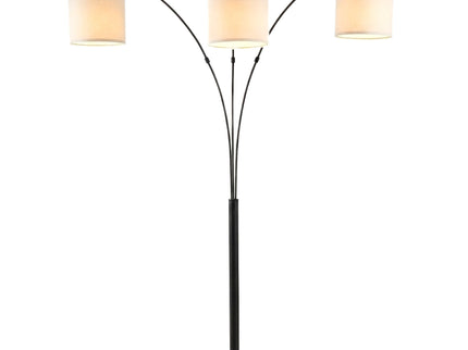 Royal - 3 Arm Arc Floor Lamp, Oil Rubbed Bonze With Linen Shade, 4 Way Rotary Switch - Oil-Rubbed Bronze