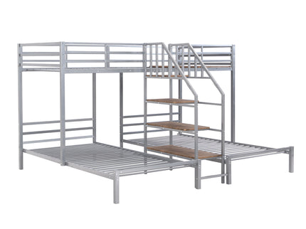 Metal Bunk Bed With Storage Shelves Staircase