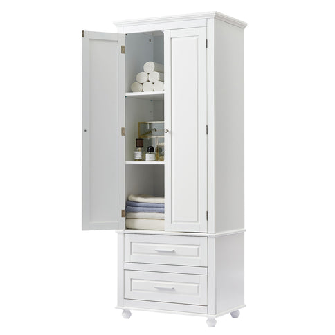 Tall Storage Cabinet With 2 Drawers For Bathroom