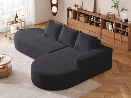 Modern Curved Sofa, L-Shaped Modular Sectional Set With 3 Pillows