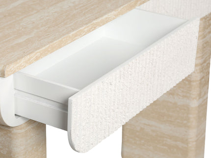 Entryway Table With 2 Hidden Handle Drawers For Entrance - Beige / Yellow