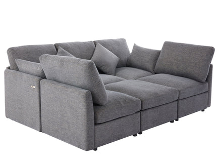 Sectional Sofa Modular U-Shaped With Ottoman & USB Ports