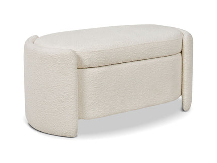 Fuji - Oval Storage Bench, Upholstered - Ivory White